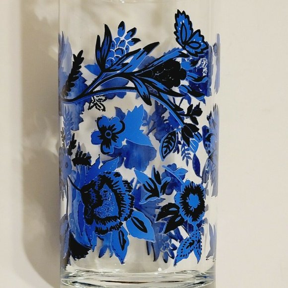(4) Lot Royal Norfolk Royal Blue Navy White Floral Short Juice Drinking Glasses - Picture 7 of 16
